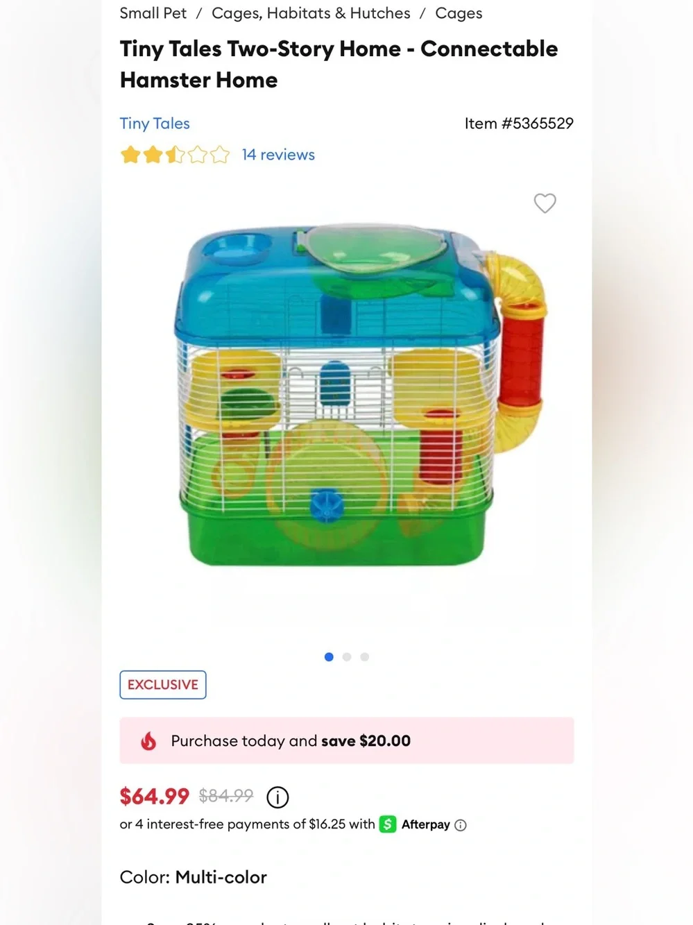 Tiny Tales Two-Story Hamster Home - Multi-Color